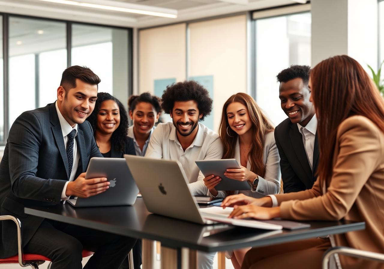 Equipe corporativa em treinamento