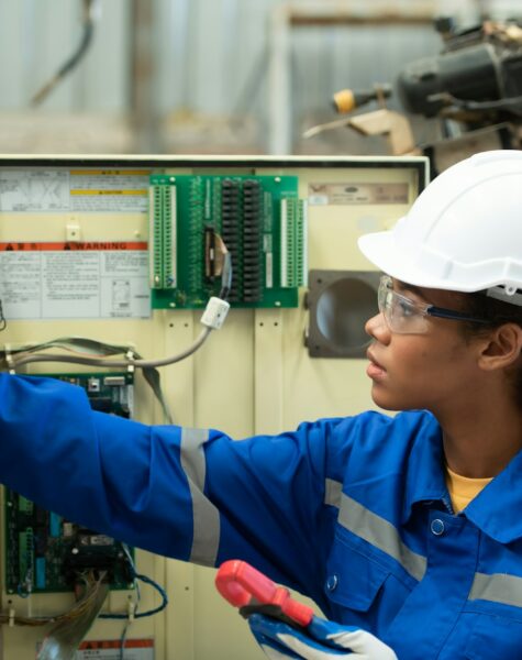 Experienced female electrical engineer The electrical system